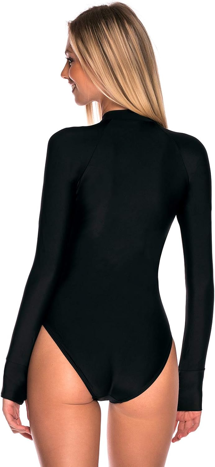 RELLECIGA Women's One Piece Swimsuits Long Sleeve Rash Guard UV Protection Surfing Swimsuit Bathing Suit - TrendyLookz