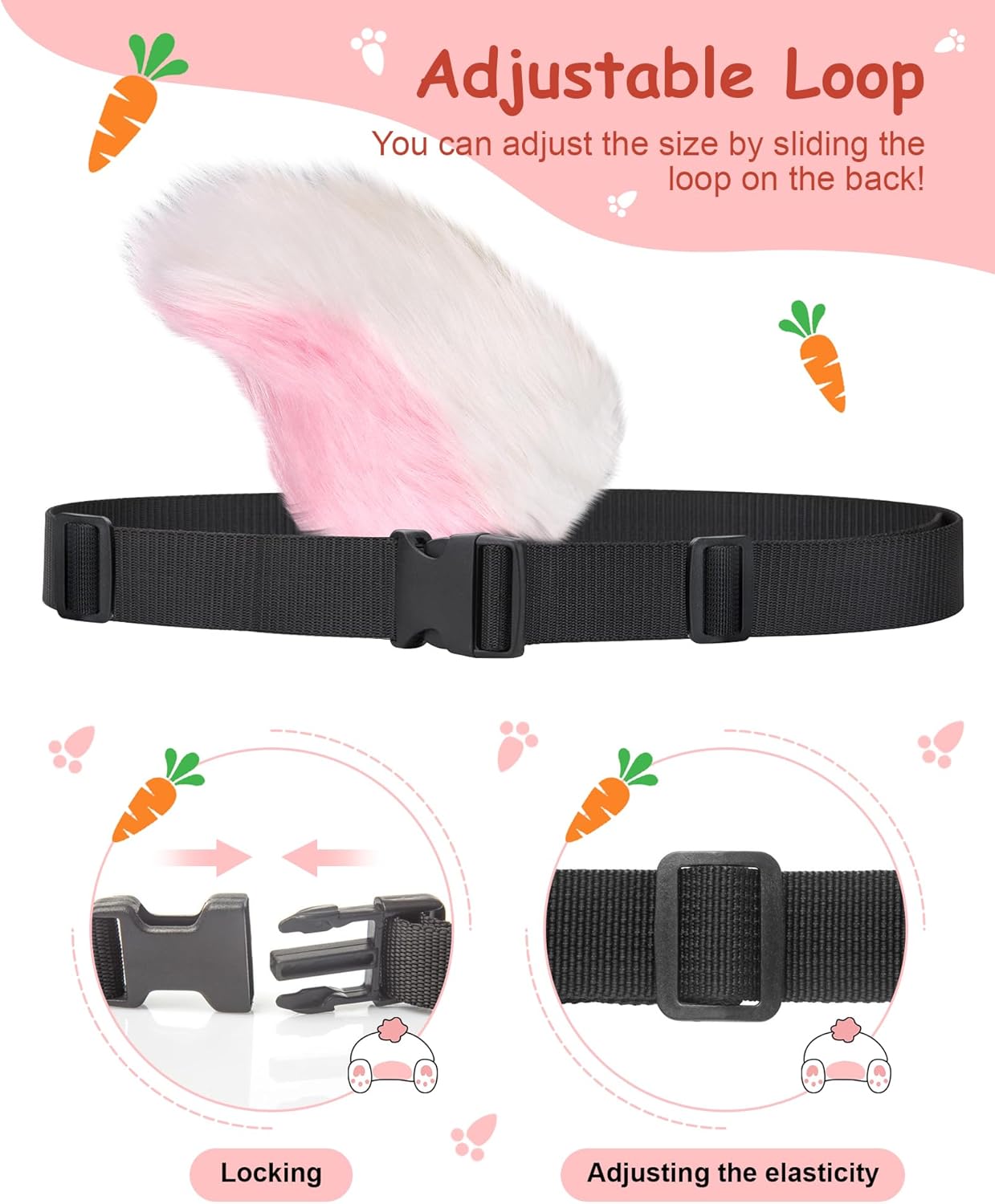 Roicaholy Rabbit Ears Tail Set - Fluffy Faux Fur Bendable Tail | Ears Headband Bunny Animal Costume for Halloween Easter - TrendyLookz