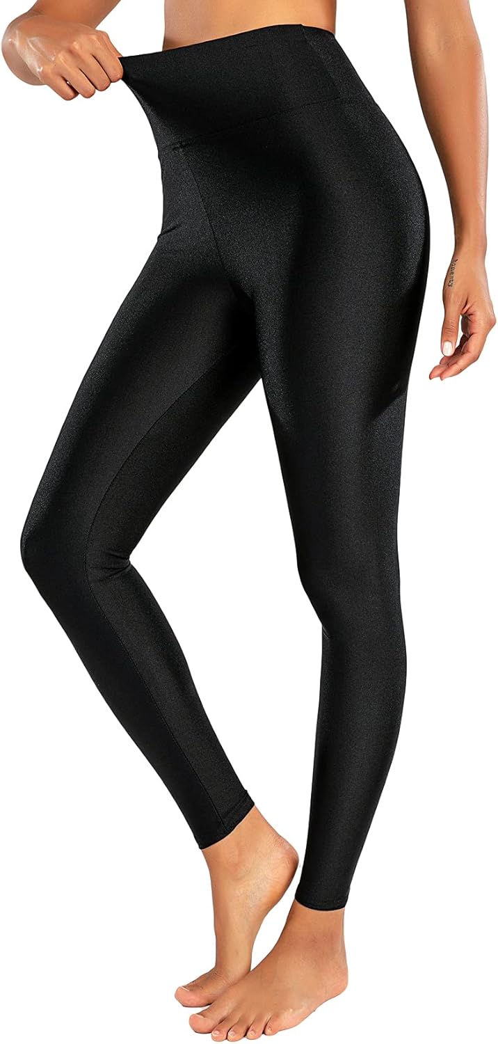Romastory Women's Elastic Shiny Leggings Pants High Waisted Shining Sports Workout Leggings Tights - TrendyLookz