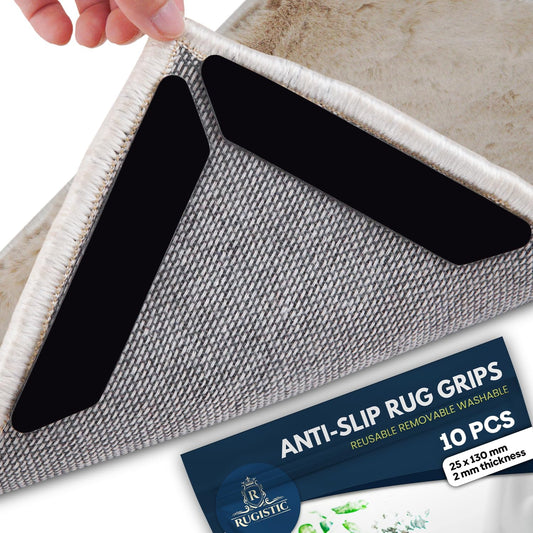 Rug Gripper 10 Pcs - Washable & Reusable Rug Grippers for Laminate - Hardwood Floor - Suitable Carpet Grippers for Marble, Wooden Floors & for all types & sizes of Rugs - TrendyLookz