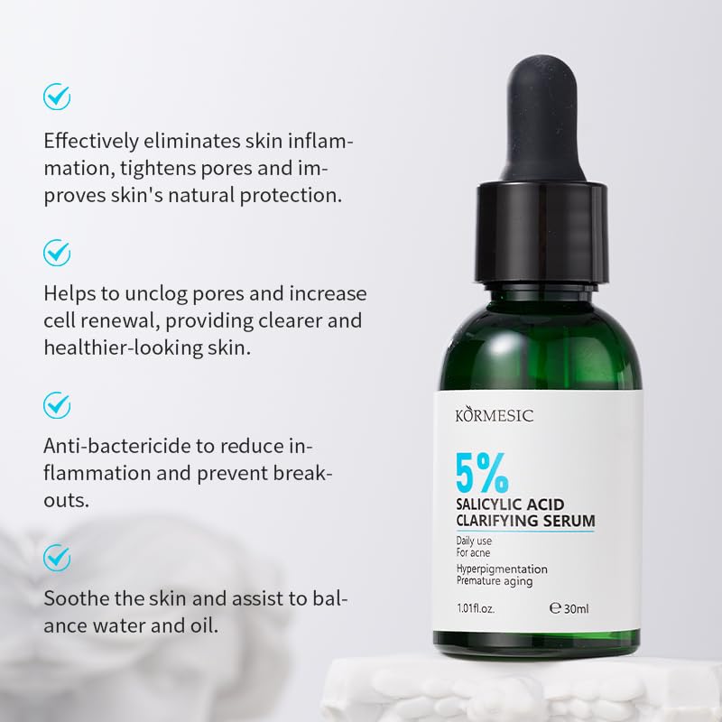 Salicylic Acid Serum 5% Moisturizer Face Serum Clearing Pores, Promotes Exfoliation, and Controls Excess Oil in the Pores 2 - pack 1.01fl.oz. - TrendyLookz