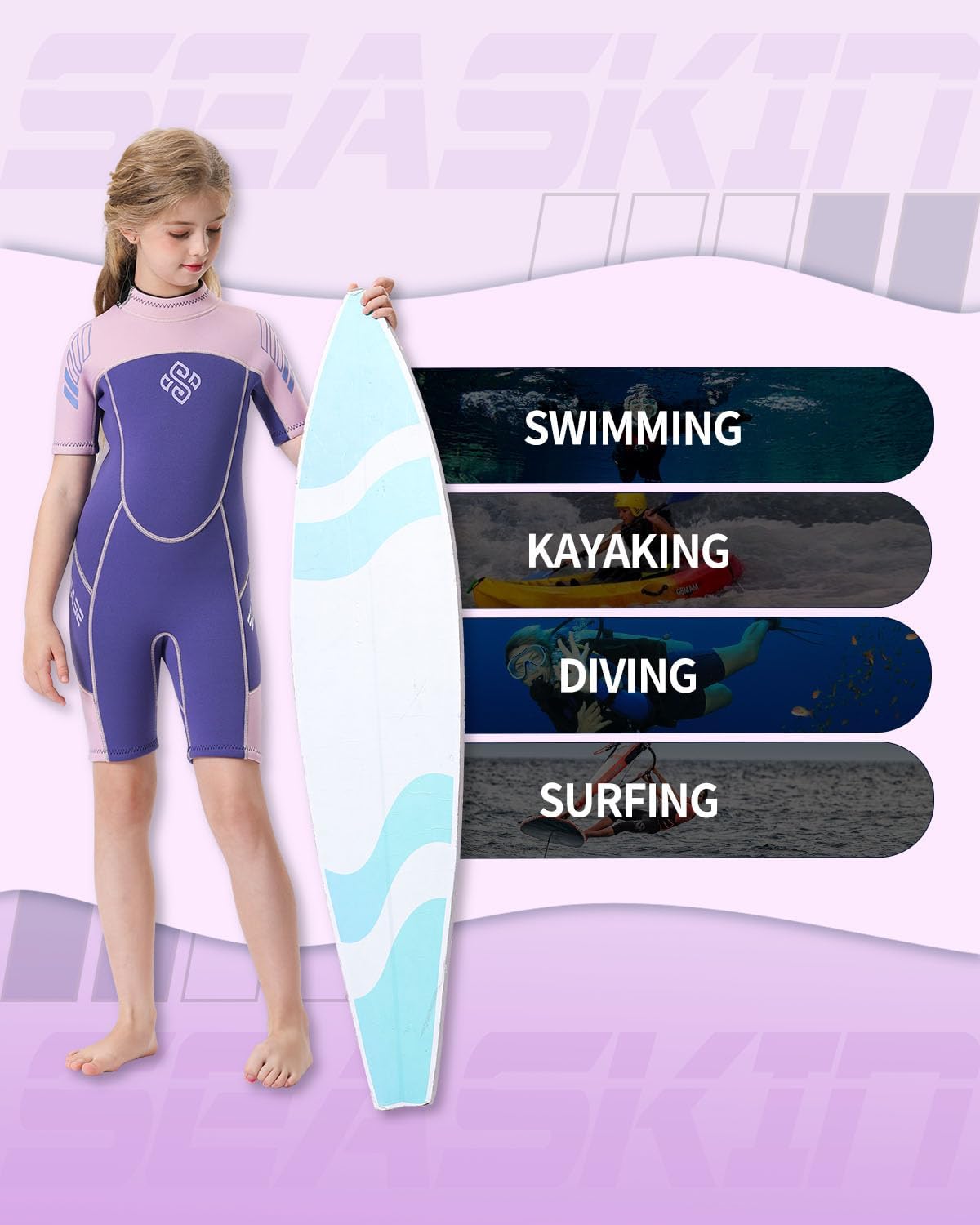 Seaskin Kids Wetsuit for Boys Girls Toddler 3mm Back Zip Thermal Swimsuits - TrendyLookz
