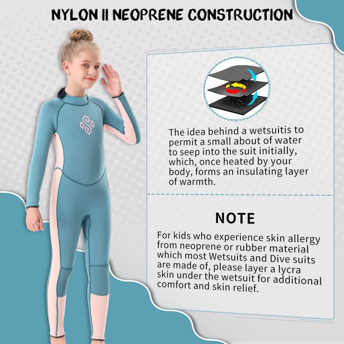 Seaskin Kids Wetsuit for Boys Girls Toddlers, 2mm Front Zipper Shorty Wetsuits, 3mm Back Zip Full Wetsuit, Neoprene Thermal Swimsuits for Diving Surfing Swim Lessons - TrendyLookz