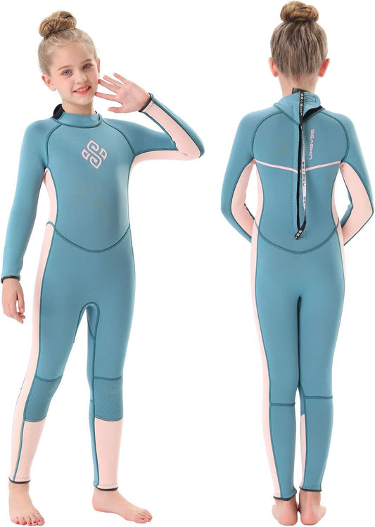 Seaskin Kids Wetsuit for Boys Girls Toddlers, 2mm Front Zipper Shorty Wetsuits, 3mm Back Zip Full Wetsuit, Neoprene Thermal Swimsuits for Diving Surfing Swim Lessons - TrendyLookz