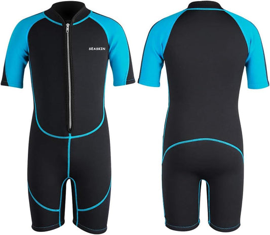Seaskin Kids Wetsuit for Boys Girls Toddlers, 2mm Front Zipper Shorty Wetsuits, 3mm Back Zip Full Wetsuit, Neoprene Thermal Swimsuits for Diving Surfing Swim Lessons - TrendyLookz