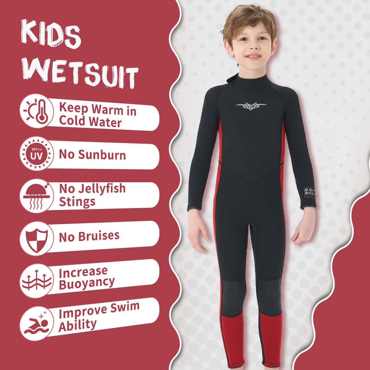 Seaskin Kids Wetsuit for Boys Girls Toddlers, 2mm Front Zipper Shorty Wetsuits, 3mm Back Zip Full Wetsuit, Neoprene Thermal Swimsuits for Diving Surfing Swim Lessons - TrendyLookz