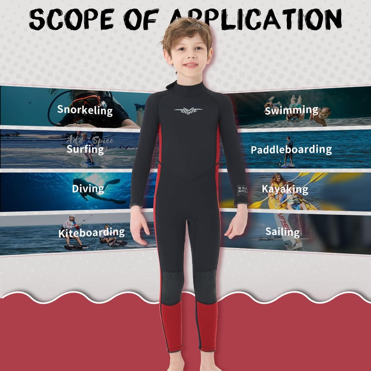 Seaskin Kids Wetsuit for Boys Girls Toddlers, 2mm Front Zipper Shorty Wetsuits, 3mm Back Zip Full Wetsuit, Neoprene Thermal Swimsuits for Diving Surfing Swim Lessons - TrendyLookz