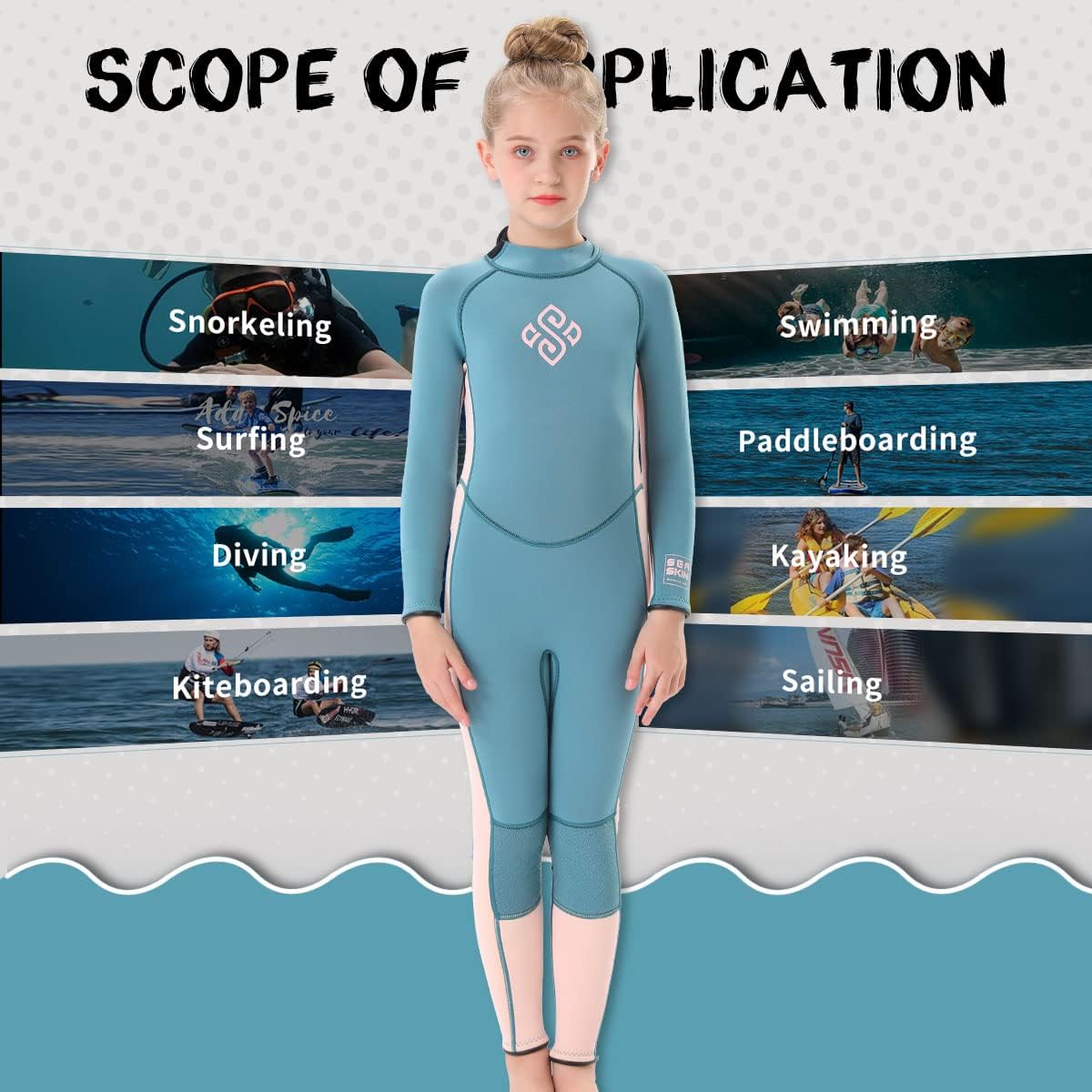 Seaskin Kids Wetsuit for Boys Girls Toddlers, 2mm Front Zipper Shorty Wetsuits, 3mm Back Zip Full Wetsuit, Neoprene Thermal Swimsuits for Diving Surfing Swim Lessons - TrendyLookz