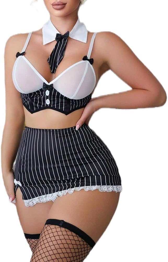 Sexy School Girl Lingerie Set Student Role Play Costume with Plaid Skirt Lingerie Outfit for Women - TrendyLookz
