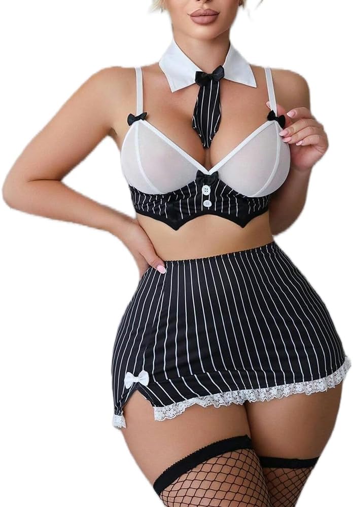Sexy School Girl Lingerie Set Student Role Play Costume with Plaid Skirt Lingerie Outfit for Women - TrendyLookz