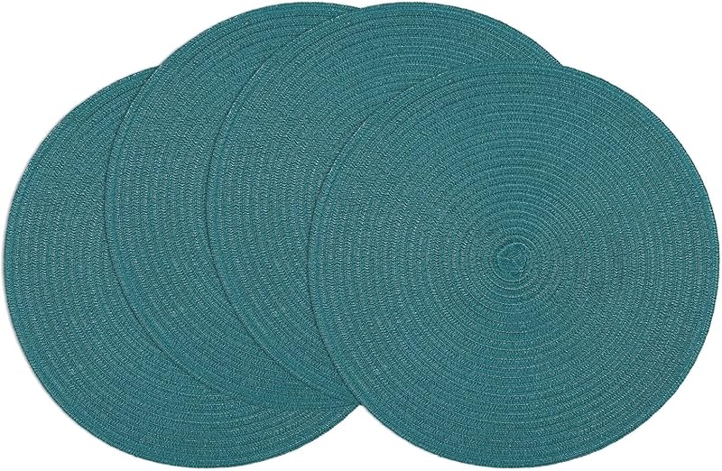 SHACOS Round Braided Placemats Set of 4 Round Table Mats for Dining Tables 15 inch Washable Kitchen Table Place Mats Indoor (Beige, 4) - TrendyLookz