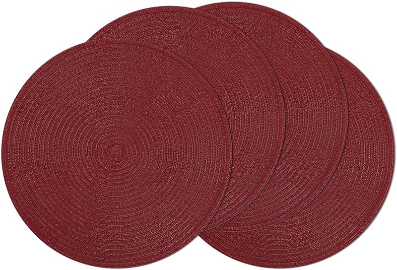 SHACOS Round Braided Placemats Set of 4 Round Table Mats for Dining Tables 15 inch Washable Kitchen Table Place Mats Indoor (Beige, 4) - TrendyLookz