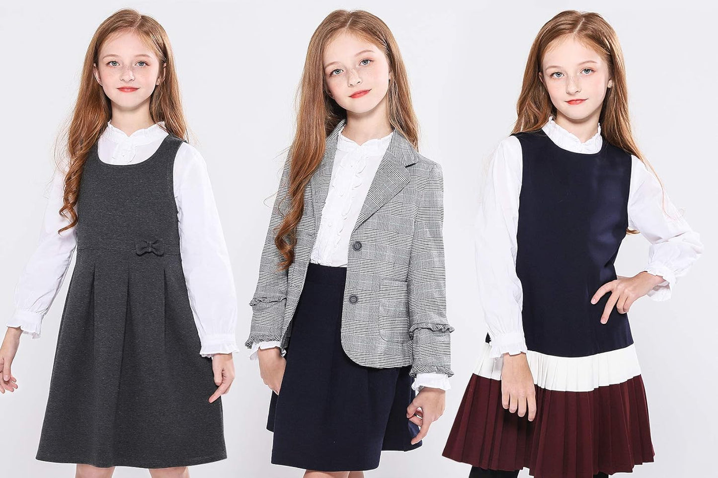SOLOCOTE Girls White Blouse Ruffle Long Sleeve Button Down Shirts Princess Cotton Loose Soft Tops Spring and Summer 3 - 14Y - TrendyLookz
