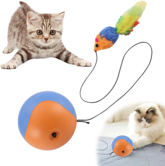 Speedy Tail 2.0 Cat Toy, Upgrade Interactive Cat Toys Ball with Motion Sensor, Automatic Cats Ball with Mouse Indoor Toy (Orange) - TrendyLookz