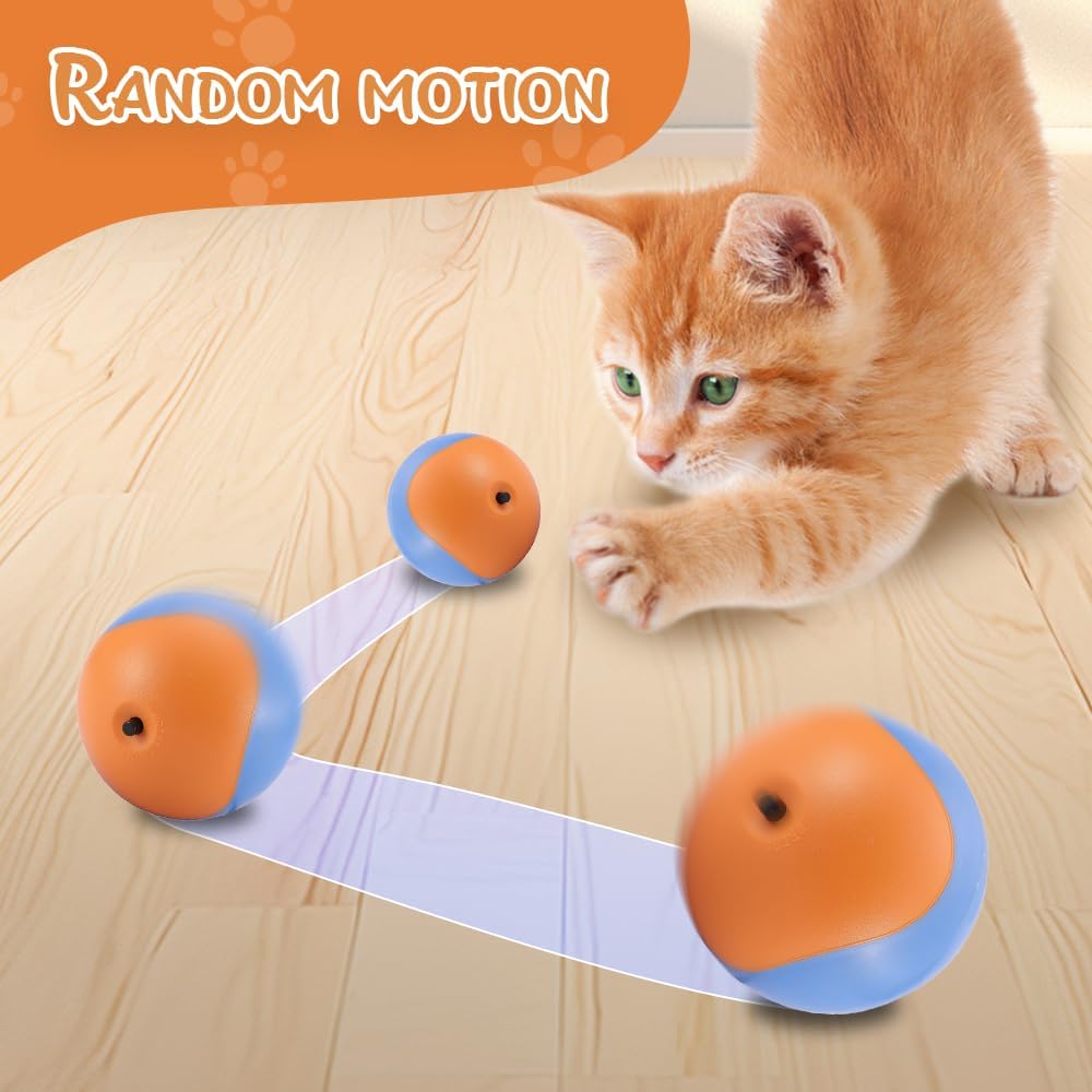 Speedy Tail 2.0 Cat Toy, Upgrade Interactive Cat Toys Ball with Motion Sensor, Automatic Cats Ball with Mouse Indoor Toy (Orange) - TrendyLookz