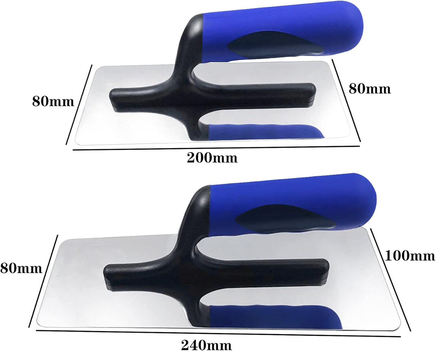 Stainless Steel Venetian Plaster Trowel 2 PC (Small: 200mm x 80mm & Medium: 240mm x 100mm) Paint Plastering Finishing Hand Tools - TrendyLookz