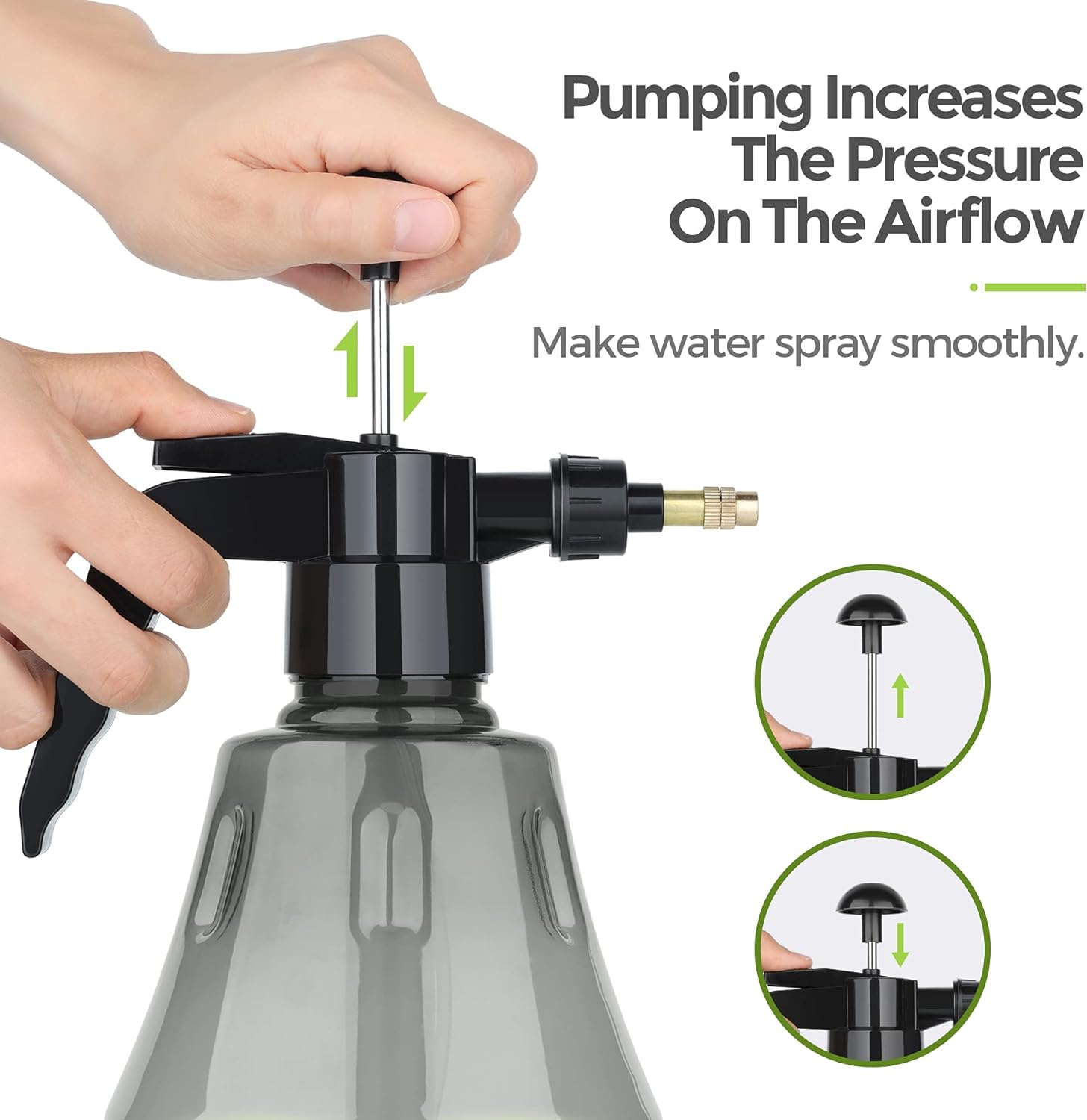 T4U Garden Pump Sprayer, Hand Held Pressure Pump Sprayer with Top Pump, 50 oz Garden Sprayer with Adjustable Nozzle for Indoor Outdoor Gardening and Home Cleaning, 0.4 Gallon, (1.5L), Grey - TrendyLookz