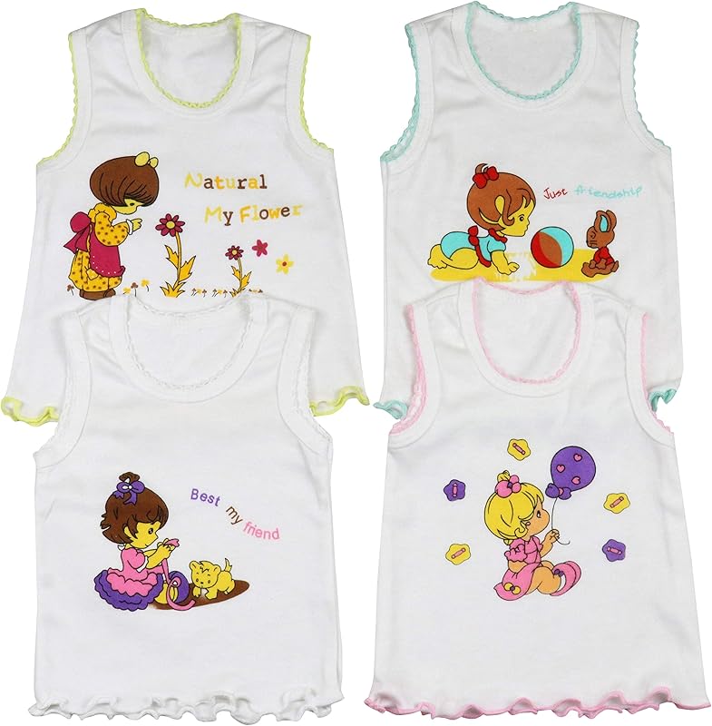 ToBeInStyle Girl's 4 Pack Ruffle Hem Cotton Tank Tops - TrendyLookz
