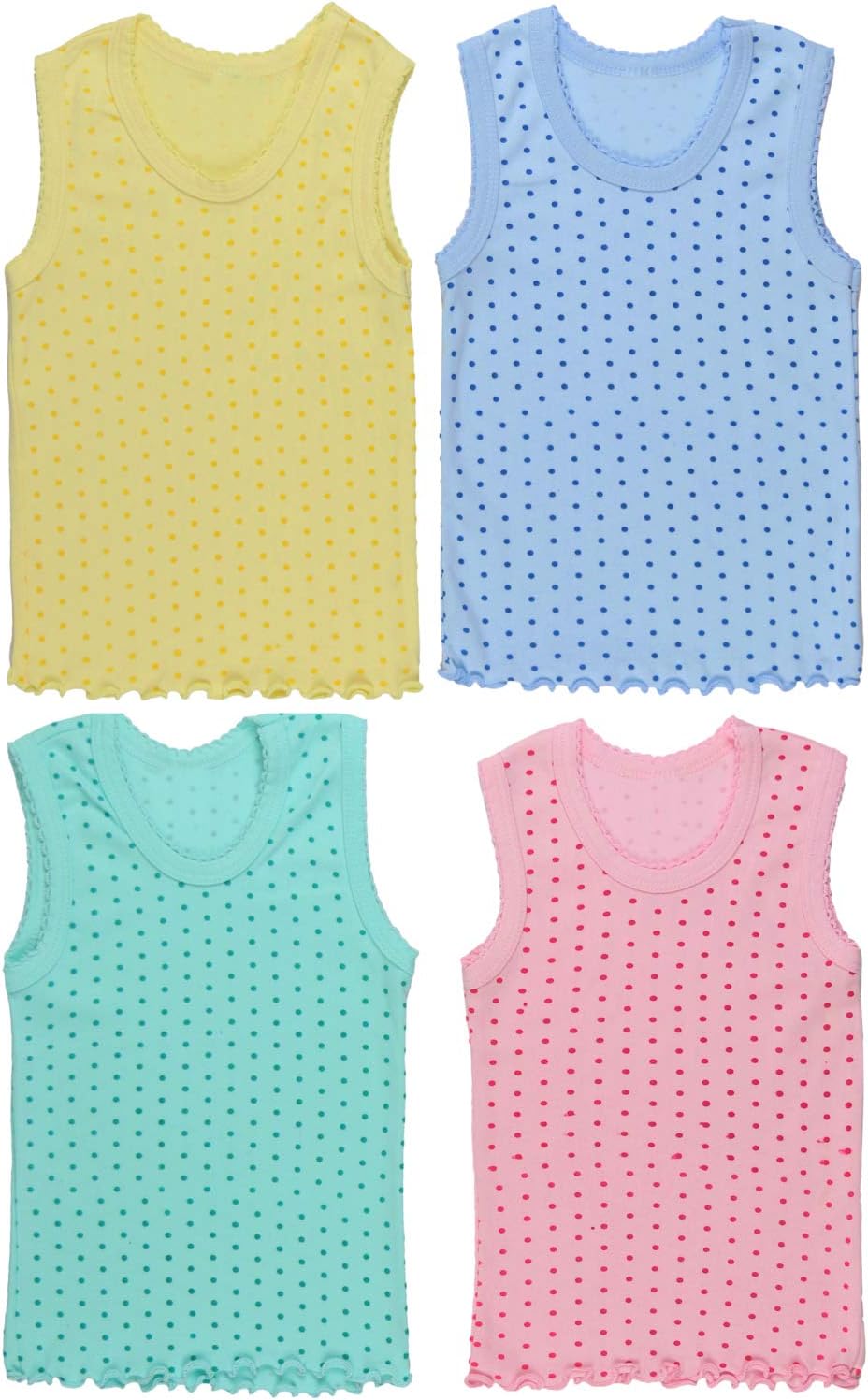ToBeInStyle Girl's 4 Pack Ruffle Hem Cotton Tank Tops - TrendyLookz