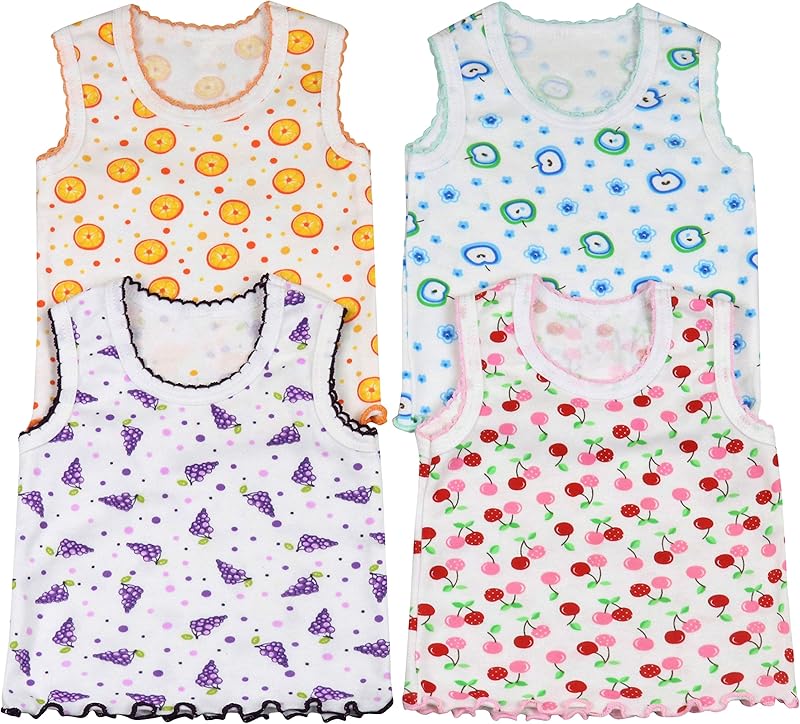 ToBeInStyle Girl's 4 Pack Ruffle Hem Cotton Tank Tops - TrendyLookz