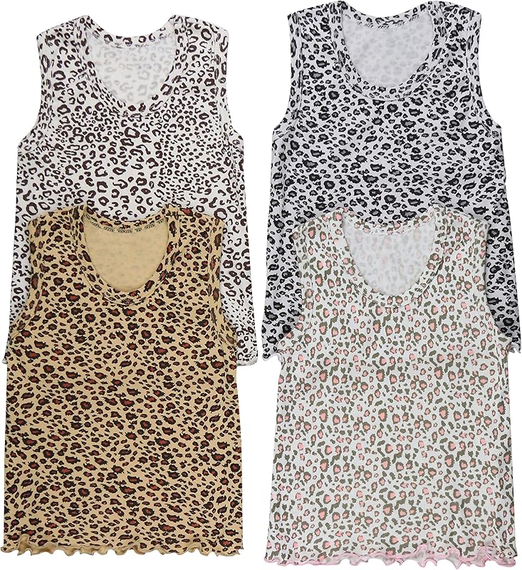ToBeInStyle Girl's 4 Pack Ruffle Hem Cotton Tank Tops - TrendyLookz