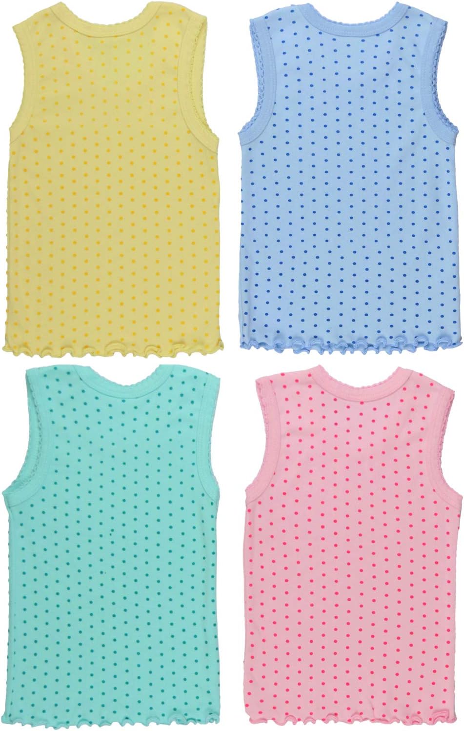 ToBeInStyle Girl's 4 Pack Ruffle Hem Cotton Tank Tops - TrendyLookz