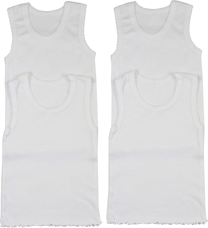 ToBeInStyle Girl's 4 Pack Ruffle Hem Cotton Tank Tops - TrendyLookz