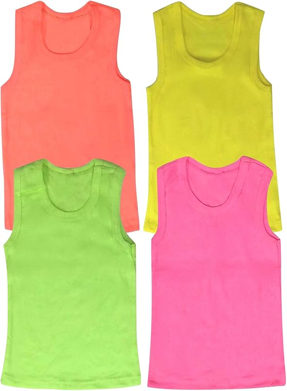 ToBeInStyle Girl's 4 Pack Ruffle Hem Cotton Tank Tops - TrendyLookz