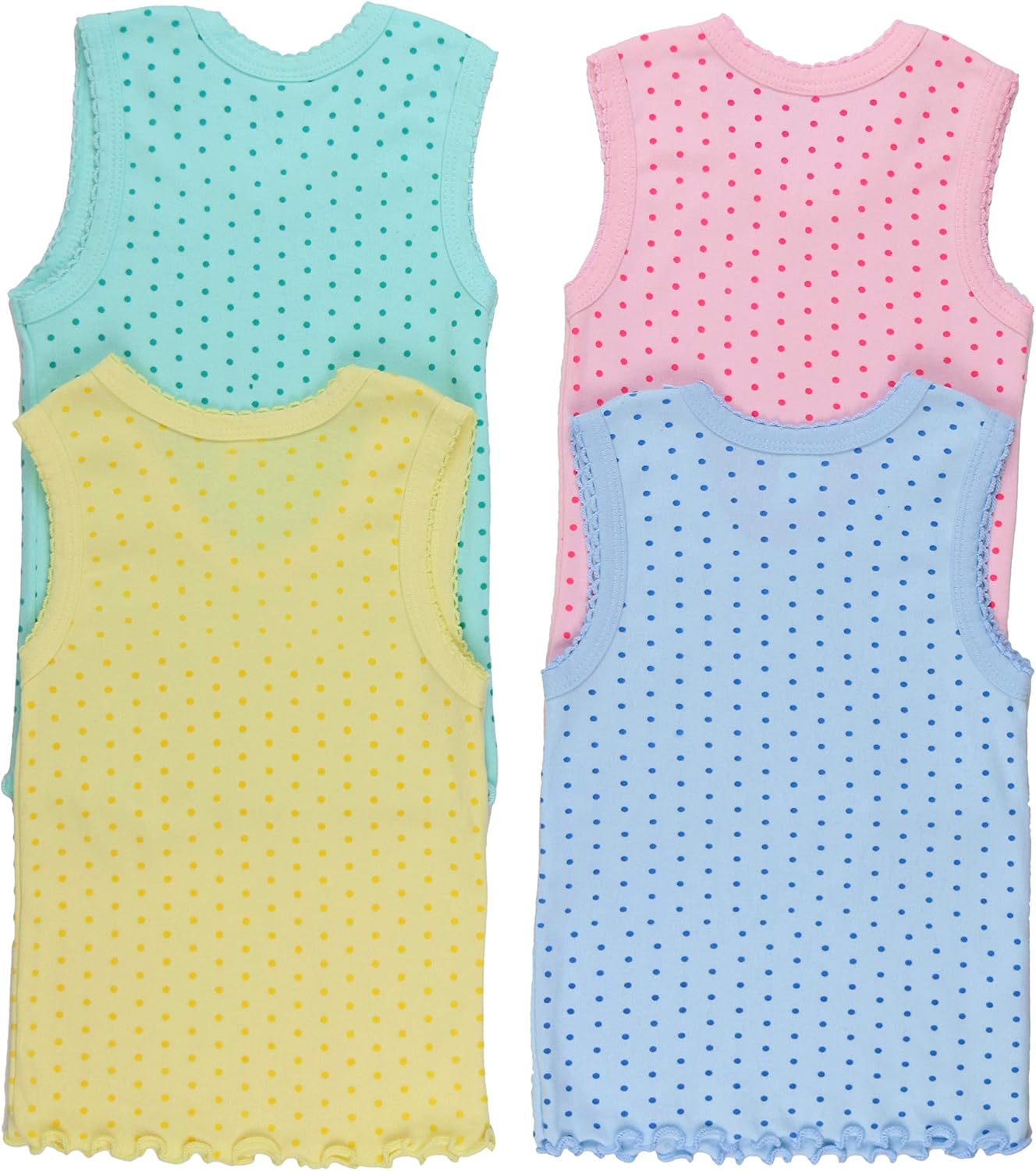 ToBeInStyle Girl's 4 Pack Ruffle Hem Cotton Tank Tops - TrendyLookz