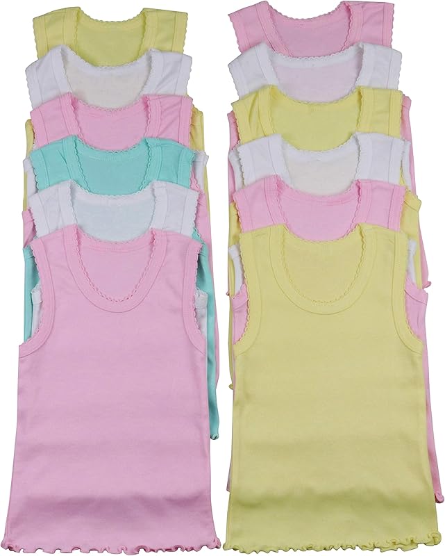 ToBeInStyle Girl's 4 Pack Ruffle Hem Cotton Tank Tops - TrendyLookz