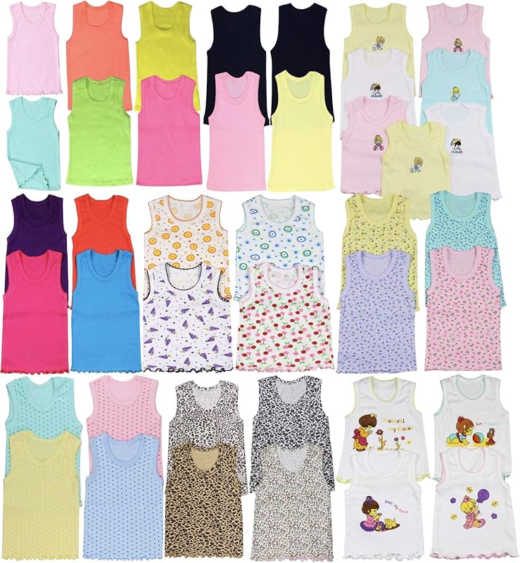 ToBeInStyle Girl's 4 Pack Ruffle Hem Cotton Tank Tops - TrendyLookz