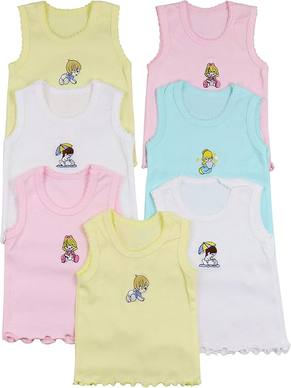 ToBeInStyle Girl's 4 Pack Ruffle Hem Cotton Tank Tops - TrendyLookz