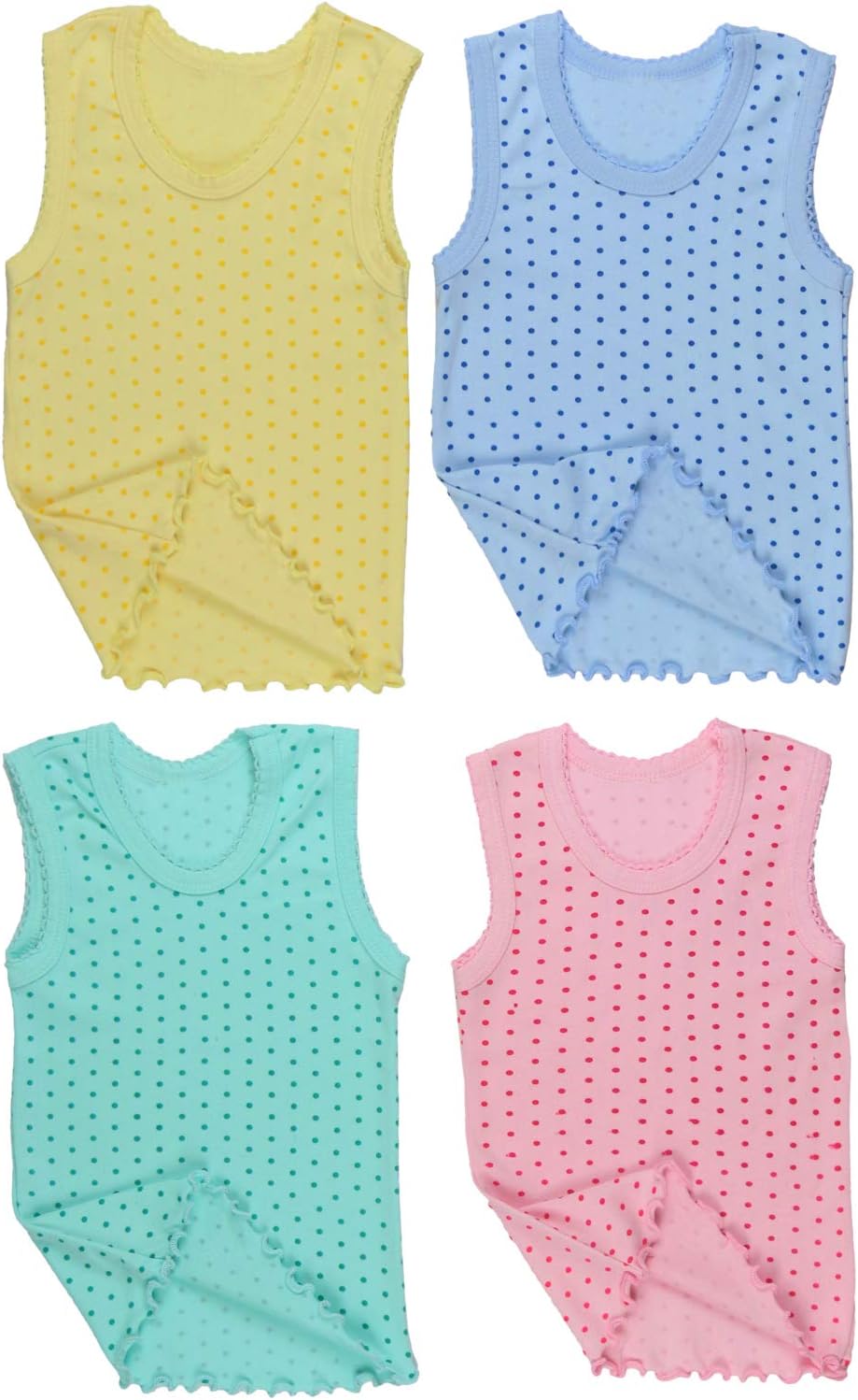 ToBeInStyle Girl's 4 Pack Ruffle Hem Cotton Tank Tops - TrendyLookz