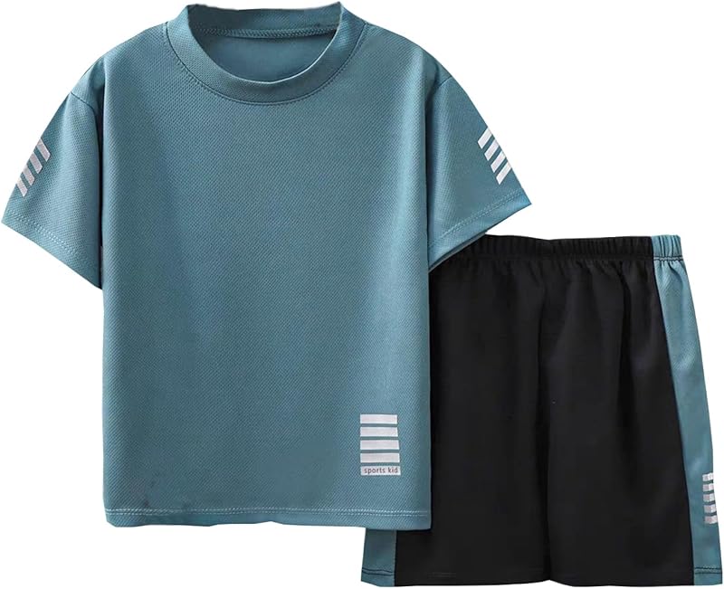 Toddler Boys Clothes Mesh Athletic Summer Short Sleeve T-Shirt and Shorts Kids Outfit Set 3 - 10 Year - TrendyLookz