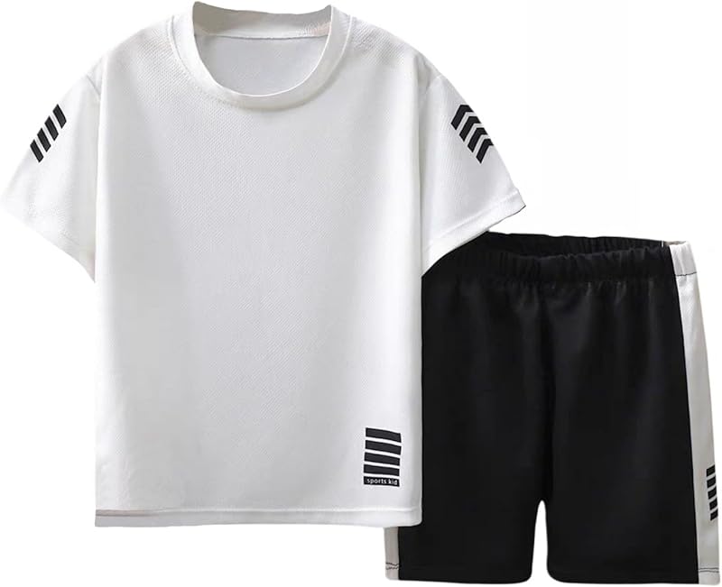 Toddler Boys Clothes Mesh Athletic Summer Short Sleeve T-Shirt and Shorts Kids Outfit Set 3 - 10 Year - TrendyLookz