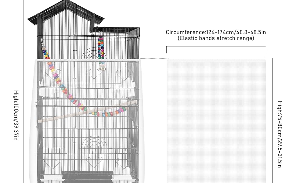 Universal Bird Cage Seed Catcher – Stretchy, Lightweight Mesh Skirt for Parrot Cages, Stops Scatter, Breathable Fabric, Adjustable & Reusable, White viiwxx - TrendyLookz