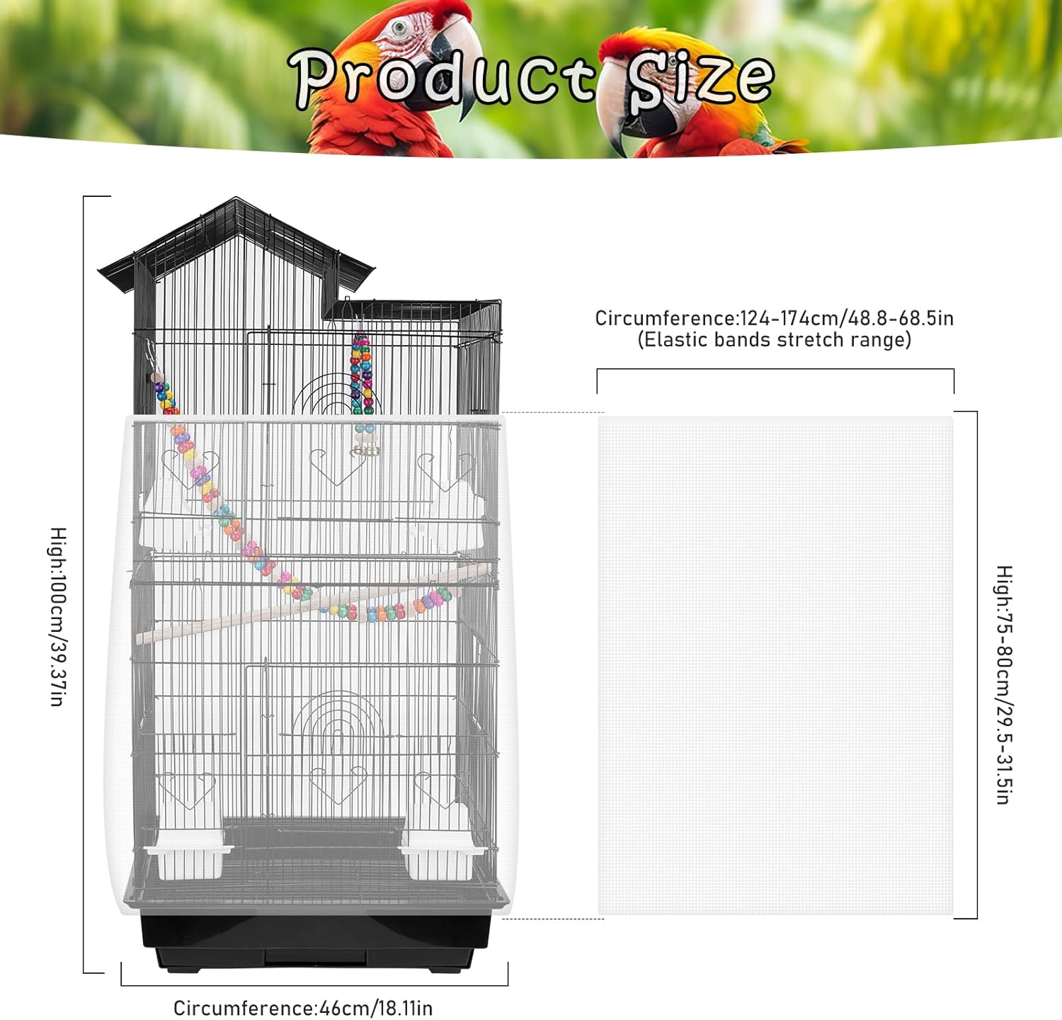 Universal Bird Cage Seed Catcher – Stretchy, Lightweight Mesh Skirt for Parrot Cages, Stops Scatter, Breathable Fabric, Adjustable & Reusable, White viiwxx - TrendyLookz