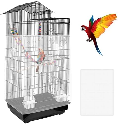 Universal Bird Cage Seed Catcher – Stretchy, Lightweight Mesh Skirt for Parrot Cages, Stops Scatter, Breathable Fabric, Adjustable & Reusable, White viiwxx - TrendyLookz