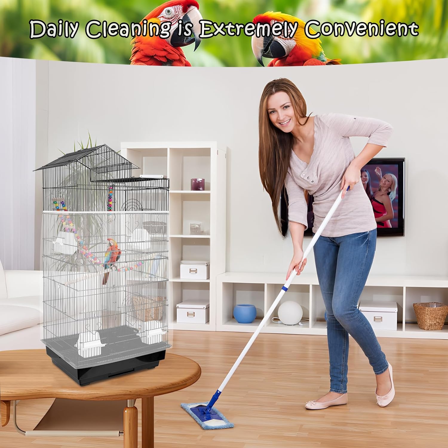 Universal Bird Cage Seed Catcher – Stretchy, Lightweight Mesh Skirt for Parrot Cages, Stops Scatter, Breathable Fabric, Adjustable & Reusable, White viiwxx - TrendyLookz