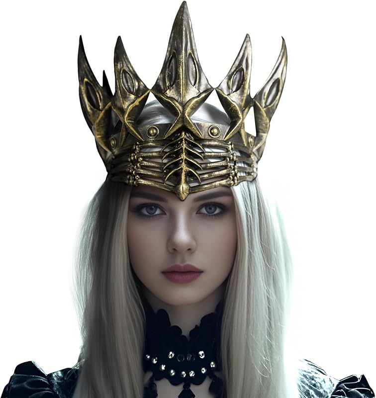 VZQI Evil Queen Crown Goth Headpiece Adult Crow Crown Headwear Medieval Crown Headband Vintage Halloween Party Accessories - TrendyLookz