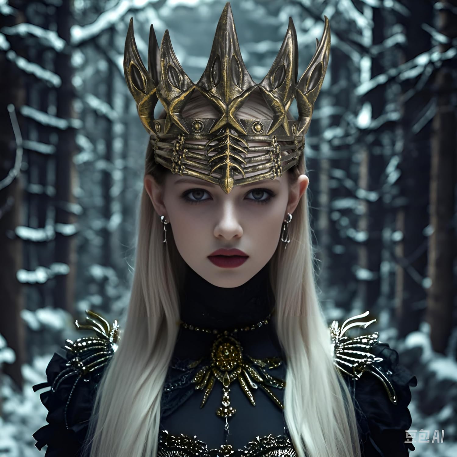 VZQI Evil Queen Crown Goth Headpiece Adult Crow Crown Headwear Medieval Crown Headband Vintage Halloween Party Accessories - TrendyLookz