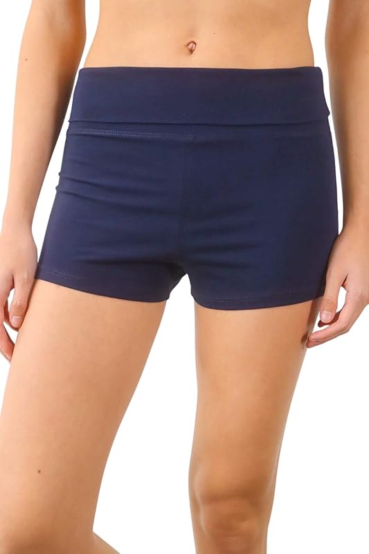 Women’s Fold Over Waist Stretch Cotton Active Yoga Shorts - TrendyLookz