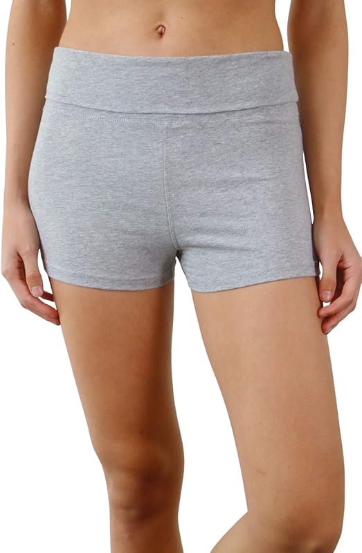 Women’s Fold Over Waist Stretch Cotton Active Yoga Shorts - TrendyLookz