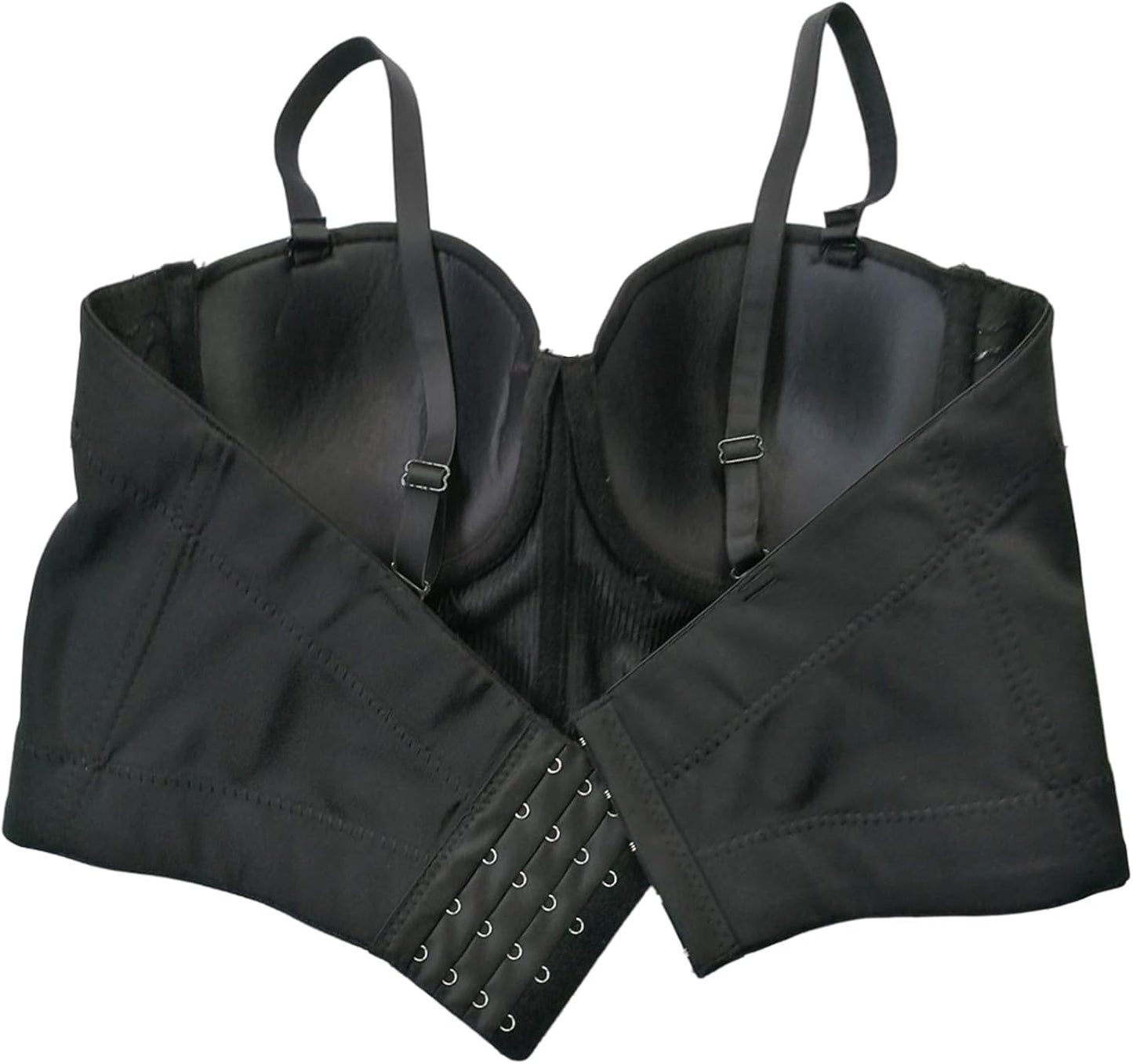 Women's Handmade Rhinestone Diamond Push up Bustier Crop Top Punk Corset Bra Vest With Detachable Strap - TrendyLookz