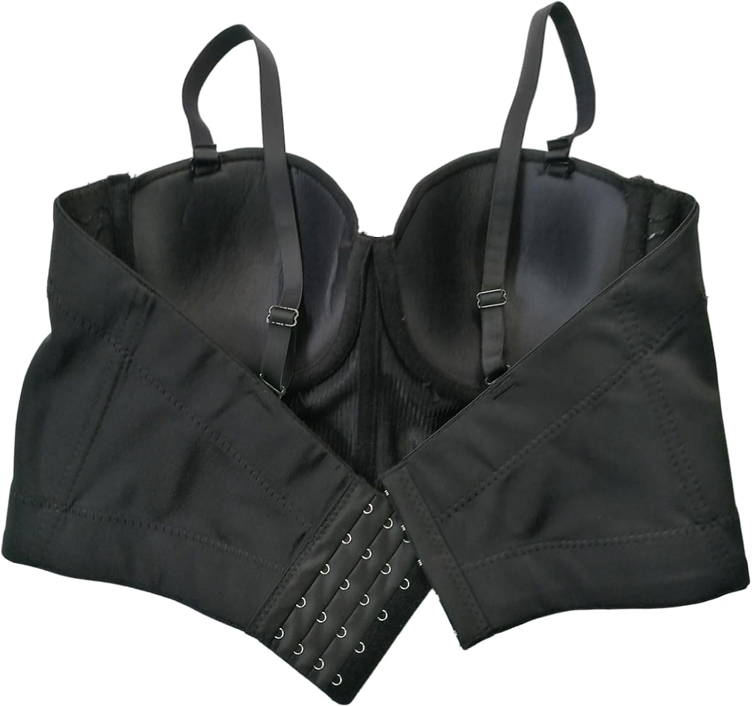 Women's Handmade Rhinestone Diamond Push up Bustier Crop Top Punk Corset Bra Vest With Detachable Strap - TrendyLookz