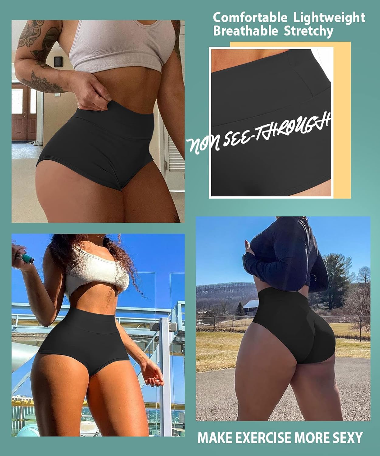Women's High Waist Yoga Booty Shorts Workout Spandex Dance Hot Pants Butt Lifting Leggings Rave Outfits - TrendyLookz