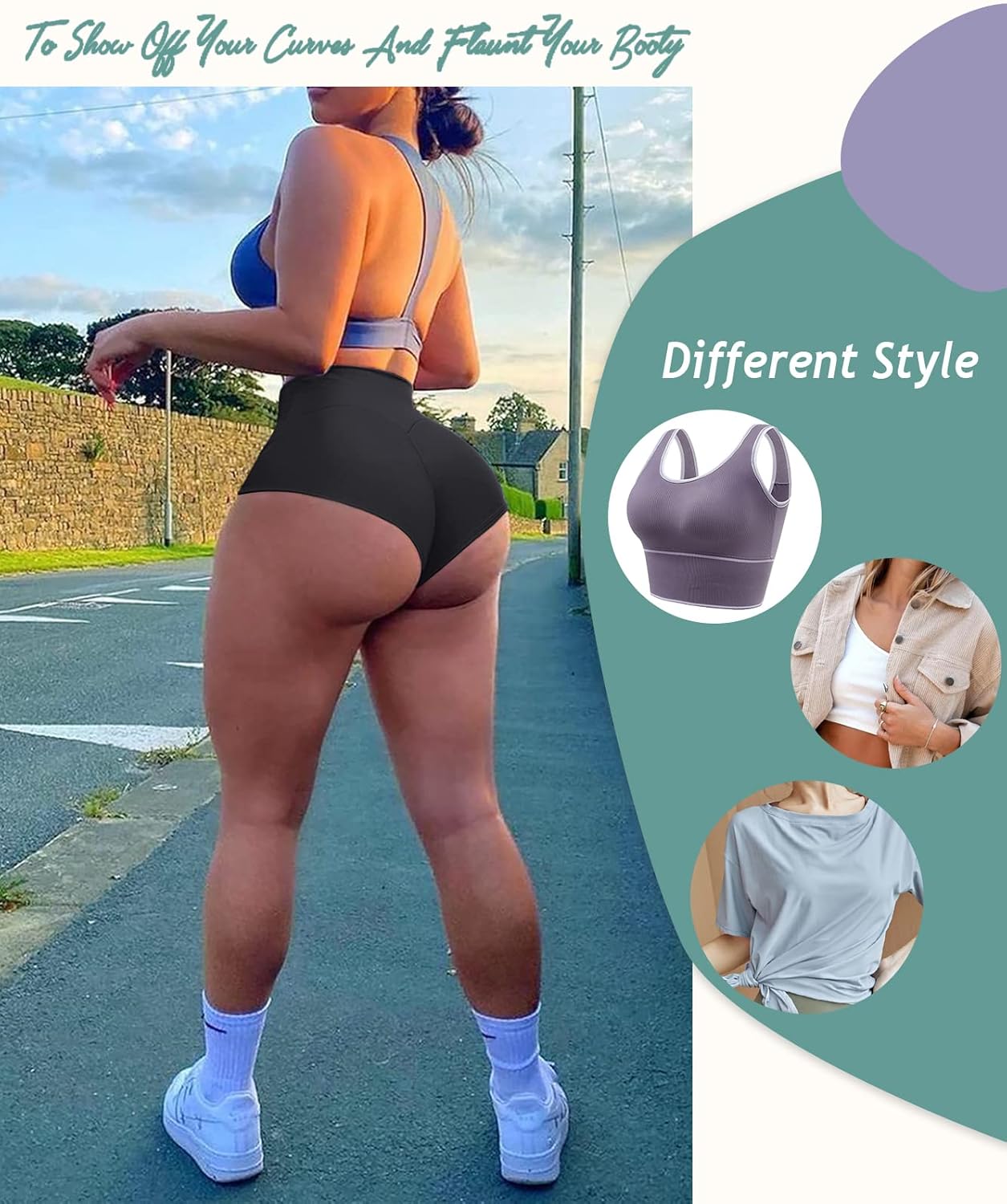 Women's High Waist Yoga Booty Shorts Workout Spandex Dance Hot Pants Butt Lifting Leggings Rave Outfits - TrendyLookz