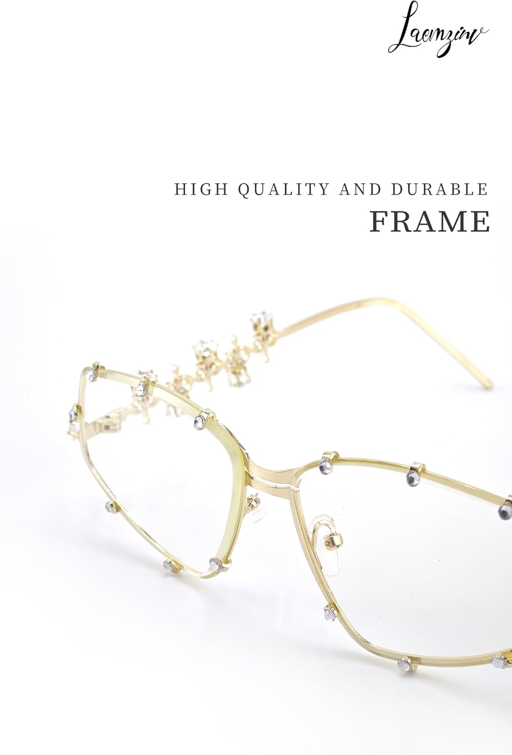 Y2K Futuristic Blue Light glasses for Women, Retro 90s Narrow Rectangle Eyewear with Diamond LA047 - TrendyLookz