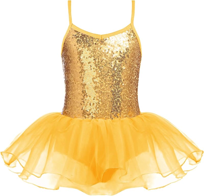 Zaclotre Little Girls Sequin Leotard Sparkly Strap Ballet Leotards Tutu Dress Ballerina Outfit Dance Costume for Kids - TrendyLookz