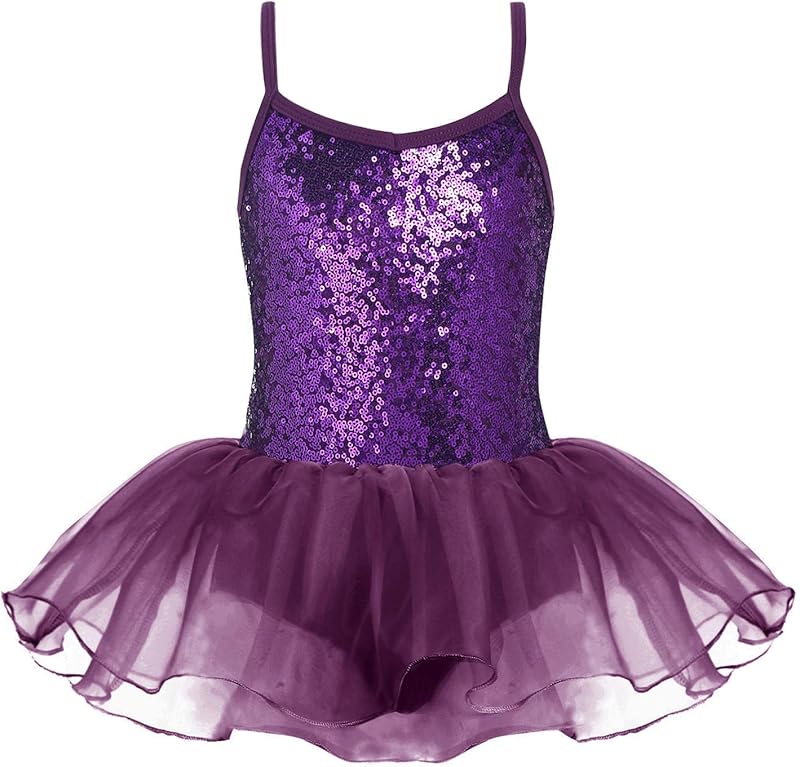 Zaclotre Little Girls Sequin Leotard Sparkly Strap Ballet Leotards Tutu Dress Ballerina Outfit Dance Costume for Kids - TrendyLookz